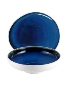 ABYSSOS Piatto pane bianco matt e blu cm 16x17,5