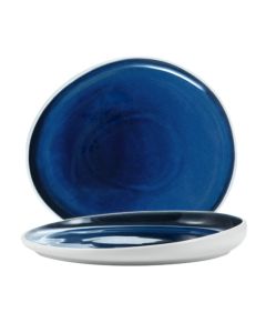 ABYSSOS Piatto segnaposto bianco matt e blu cm 30,5x28