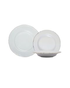 ANTHIROS Servizio Piatti bianco con filo oro