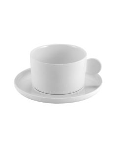 APHROS Tazza tè bianco lucido e matt con piattino cl 25 cm 11x9 h cm 5,5 