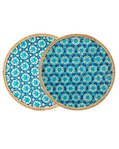 TERSICORE Segnaposto intrecciato in rattan celeste e blu Ø cm 36