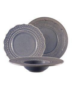 SKALISTOS Servizio piatti denim decorati