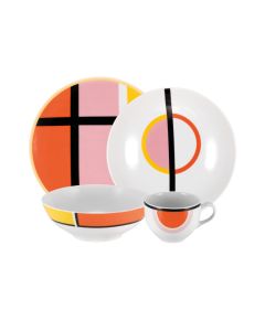 GEOMETRIKÓS Servizio Piatti geometrici color ocra