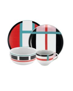 GEOMETRIKÓS Servizio Piatti geometrici colore rosso
