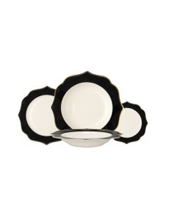 IONICA Servizio Piatti colore nero con filo oro al bordo e filo Marly