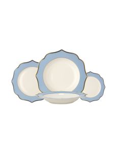IONICA Servizio Piatti color celeste con filo oro al bordo e filo Marly