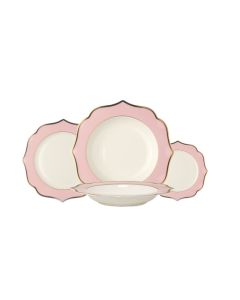 IONICA Servizio Piatti colore rosa con filo oro al bordo e filo Marly