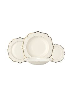 IONICA Servizio Piatti color avorio con filo oro al bordo e filo Marly