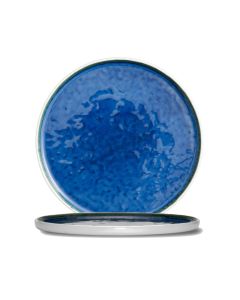 LE COQ PORCELAINE Abyssos Piatto piano bianco matt e blu Ø cm 27,5