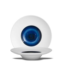 LE COQ PORCELAINE Abyssos Pasta bowl bianco matt e blu Ø cm 22 h cm 4
