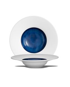 LE COQ PORCELAINE Abyssos Pasta bowl bianco matt e blu Ø cm 30,5 h cm 6,5