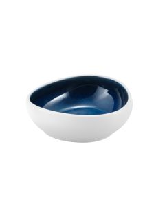 ABYSSOS Coppetta angolare bianca matt e blu cm 11x10,5 h cm 4