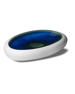 LE COQ PORCELAINE Abyssos Vassoio ovale gourmet bianco matt e blu cm 21x14 h cm 3,5