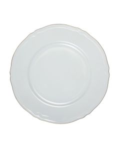 ANTHIROS Piatto piano bianco con filo verde Ø cm 26,5