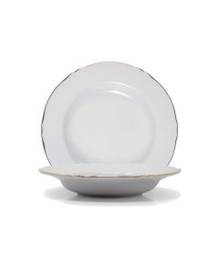 ANTHIROS Piatto fondo bianco con filo oro Ø cm 23,5