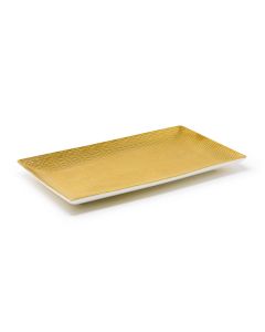LE COQ PORCELAINE Deras Vassoio rettangolare color oro cm 34x19,5 h cm 3