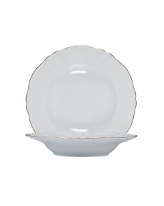 HARMONIAE Piatto fondo bianco filo oro &Oslash; cm 23 h 4 cm