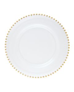 LE COQ PORCELAINE Helios Piatto pane con perle oro Ø cm 15,5