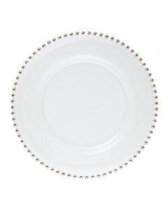LE COQ PORCELAINE Helios Piatto segnaposto con perle platino Ø cm 34