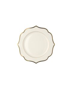 LE COQ PORCELAINE Ionica Piatto piano color avorio filo oro al bordo e filo Marly Ø cm 28