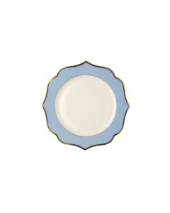 LE COQ PORCELAINE Ionica Piatto pane color celeste filo oro al bordo e filo Marly Ø cm 15