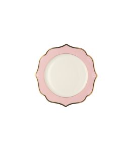 LE COQ PORCELAINE Ionica Piatto frutta color rosa filo oro al bordo e filo Marly Ø cm 20