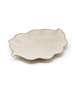 LE COQ PORCELAINE Kypseli Vassoio foglia stretto beige cm 28x11