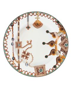 LE COQ PORCELAINE Lithos Piatto rotondo bianco e verde salvia &Oslash; cm 30