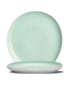 LE COQ PORCELAINE Ninfa Piatto segnaposto obliquo acquamarina e bianco matt cm 30,5x27,5 h cm 4