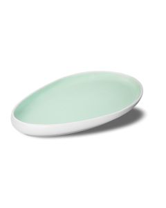 LE COQ PORCELAINE Ninfa Vassoio goccia acquamarina e bianco matt cm 32,5x18 h cm 3,5