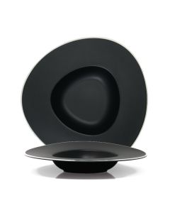 LE COQ PORCELAINE Persephone Pasta bowl nero matt con filo bianco Ø cm 27,5 h cm 4