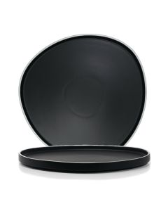 LE COQ PORCELAINE Persephone Piatto segnaposto nero matt con filo bianco Ø cm 31,5