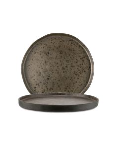 LE COQ PORCELAINE Phobos Piatto rotondo marrone con puntini reattivi ruggine Ø cm 31