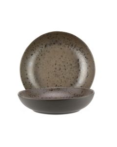 LE COQ PORCELAINE Phobos Coppa tonda marrone con puntini reattivi ruggine Ø cm 28