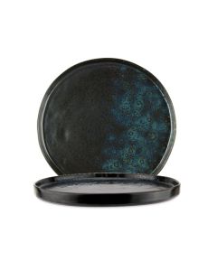 LE COQ PORCELAINE Phobos Piatto frutta nero con puntini reattivi blu Ø cm 20,5