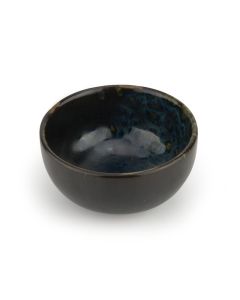 LE COQ PORCELAINE Phobos Coppetta tonda nera con puntini reattivi blu Ø cm 6,5