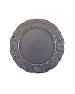 SKALISTOS Piatto piano denim con decoro in rilievo Ø cm 28 h cm 2