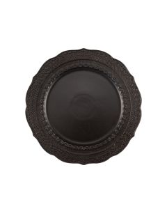 SKALISTOS Piatto piano nero con decoro in rilievo Ø cm 28 h cm 2