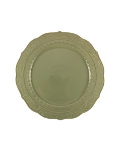 SKALISTOS Piatto piano verde salvia con decoro in rilievo Ø cm 28 h cm 2