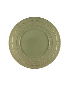 SKALISTOS Piatto segnaposto verde salvia con decoro in rilievo Ø cm 33 h cm 3