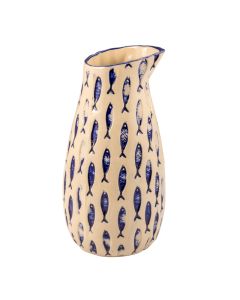 THALASSIOS Caraffa bianca con decoro blu in rilievo cl 140