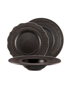 SKALISTOS Servizio piatti nero decorati