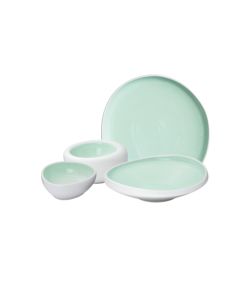 NINFA Servizio Piatti color acquamarina e bianco matt 