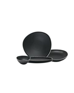 PERSEPHONE Servizio Piatti color nero matt con filo bianco