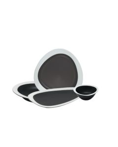 PERSEPHONE Servizio Piatti color nero matt con fascia bianca