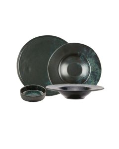 PHOBOS Servizio Piatti colore nero con puntini reattivi blu