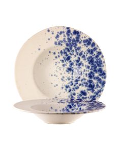 PHOBOS Pasta bowl bianco con puntini reattivi blu Ø cm 28,5