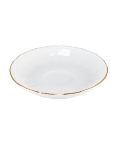 ANTHIROS Piattino per tazza da caffè bianca con filo oro Ø cm 13