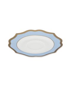 IONICA Piattino per tazza tè celeste con filo oro al bordo e filo marly Ø cm 15,5