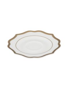 IONICA Piattino per tazza caffè avorio con filo oro al bordo e filo marly Ø cm 13